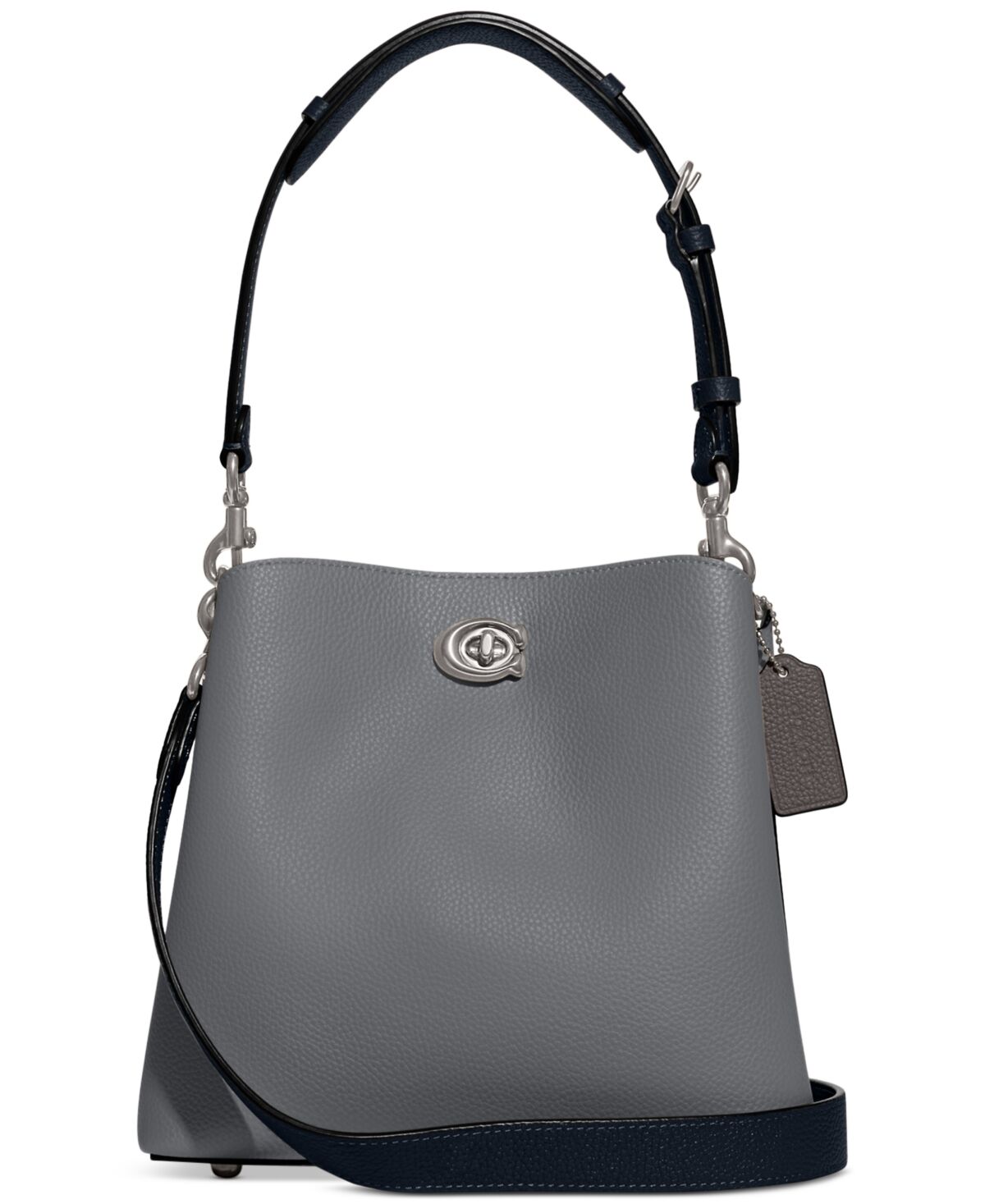 Coach Pebble Leather Willow Bucket Bag with Convertible Straps - Grey Blue