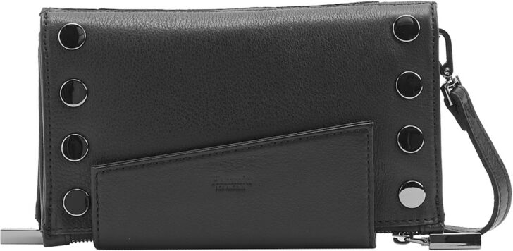 Hammitt Levy Leather Wallet Crossbody - Black Gunmetal