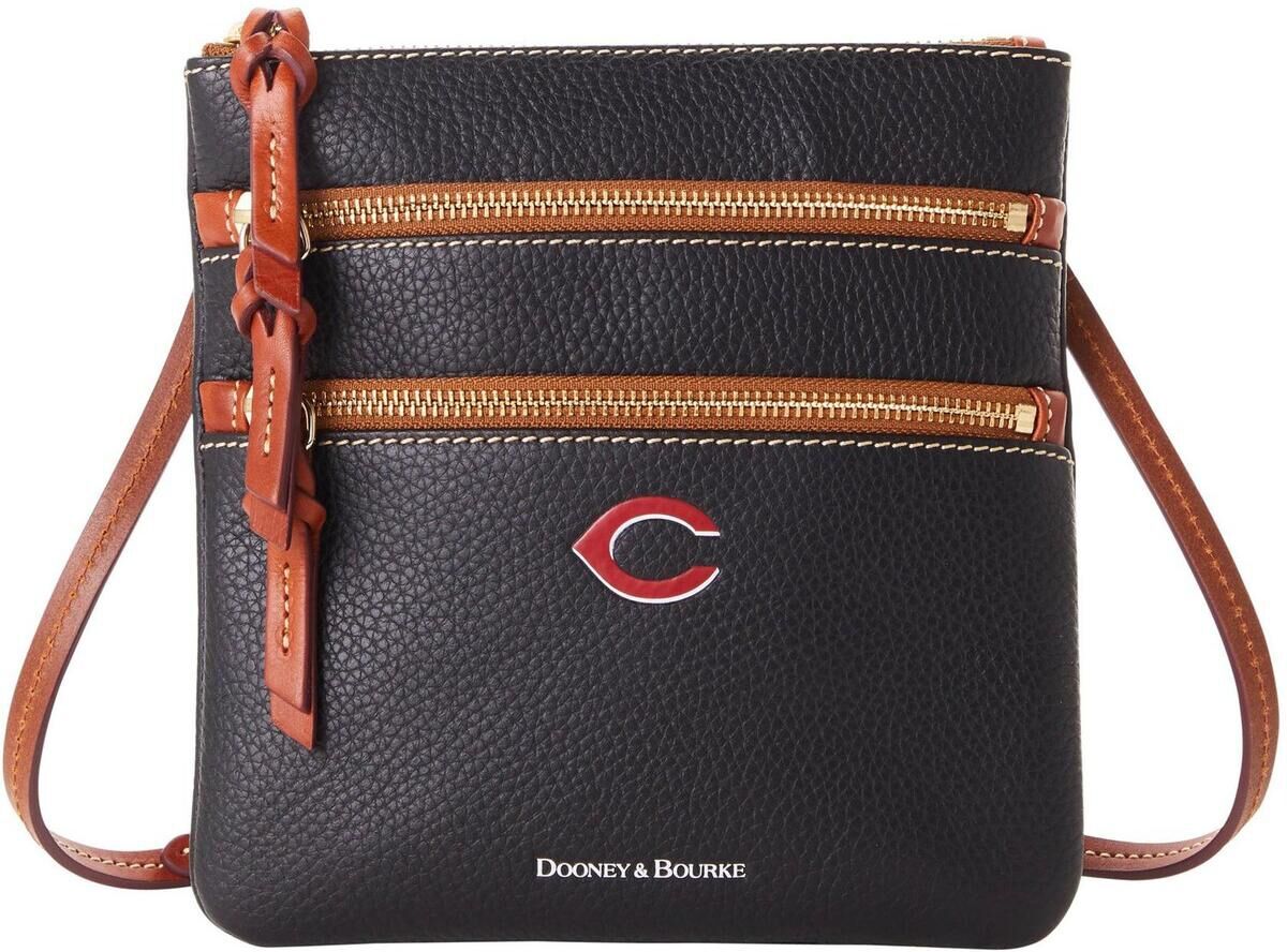 Dooney & Bourke Women's Dooney & Bourke Cincinnati Reds Pebble Triple-Zip Core Crossbody Purse - Black