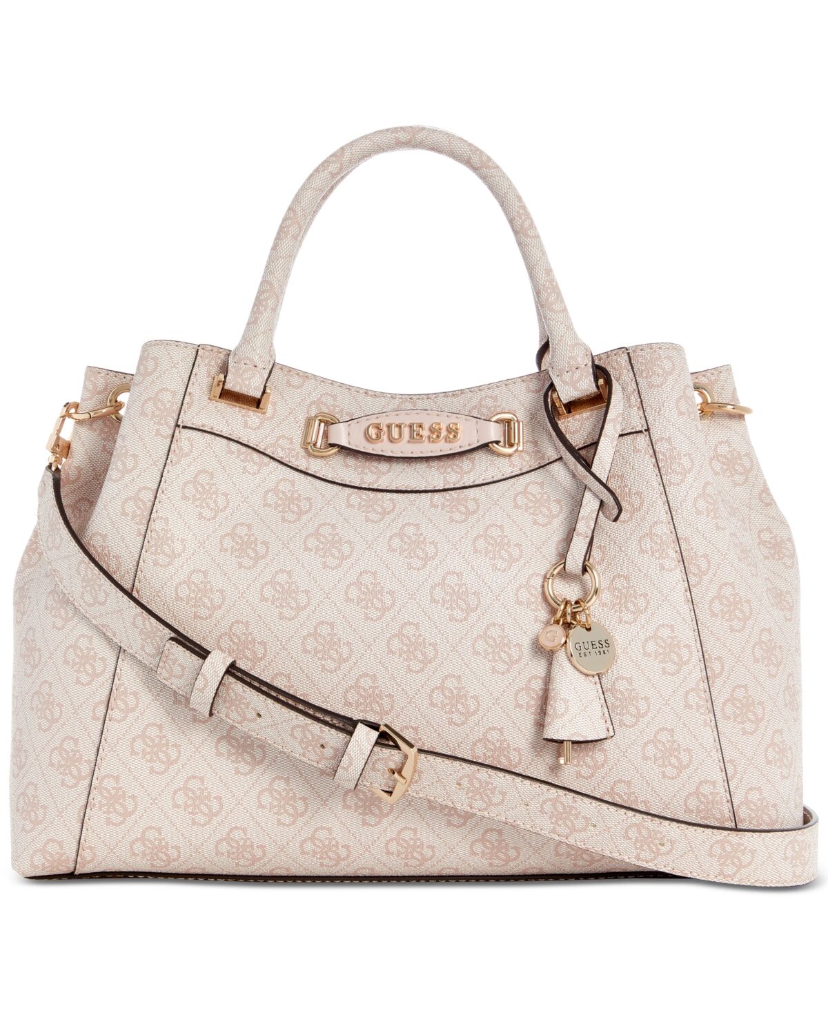 Guess Emera Logo Medium Girlfriend Satchel - Blush Logo