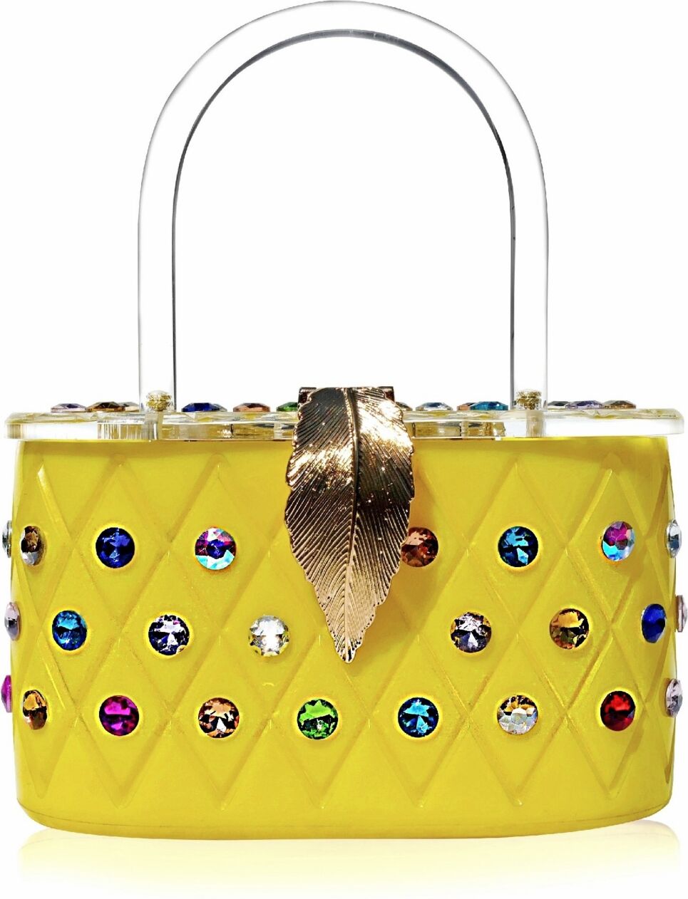 Milanblocks Women's Top Handle Acrylic Box Clutch - Yellow