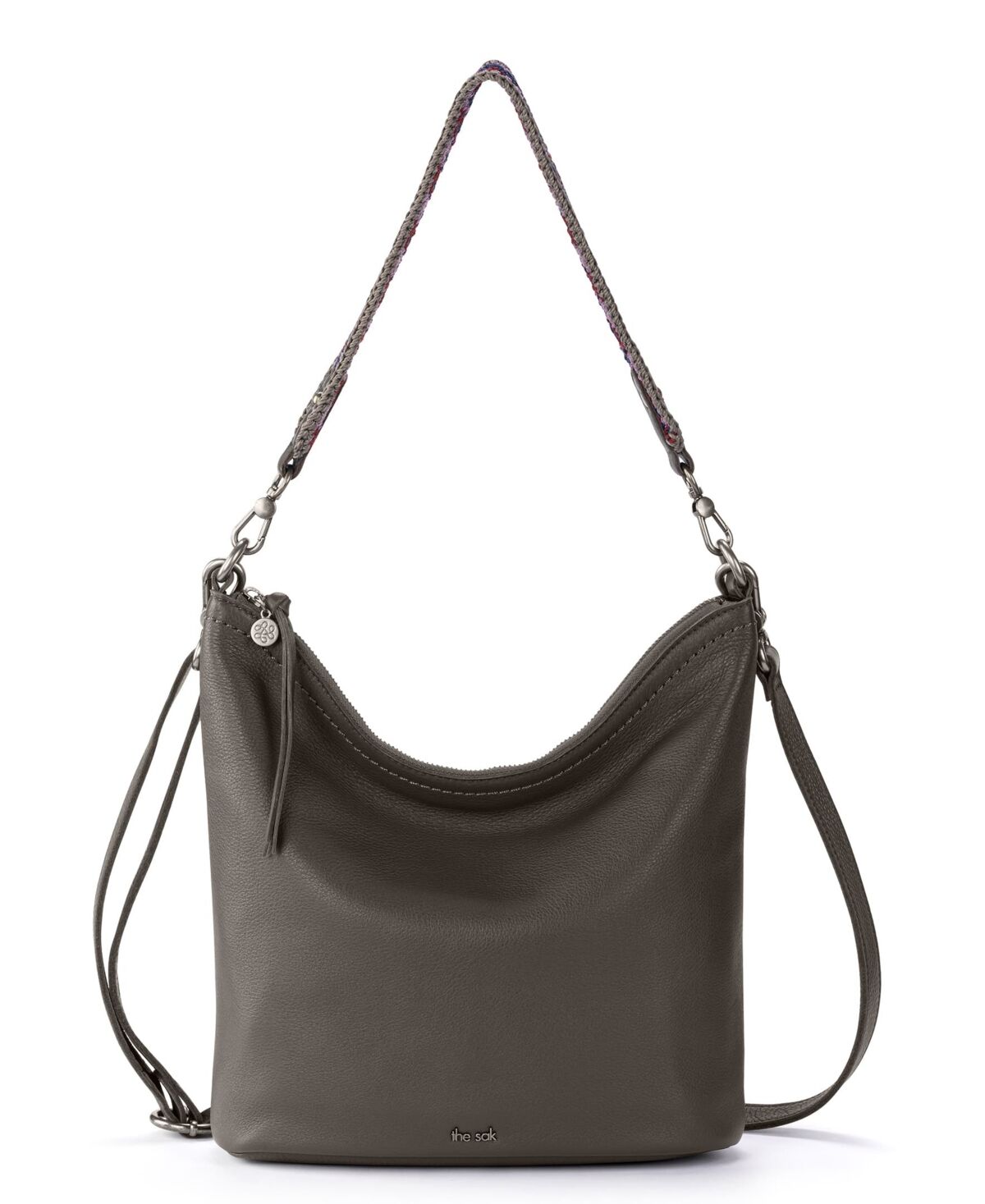 The Sak Jasmine Leather Crossbody Bucket Bag - Slate