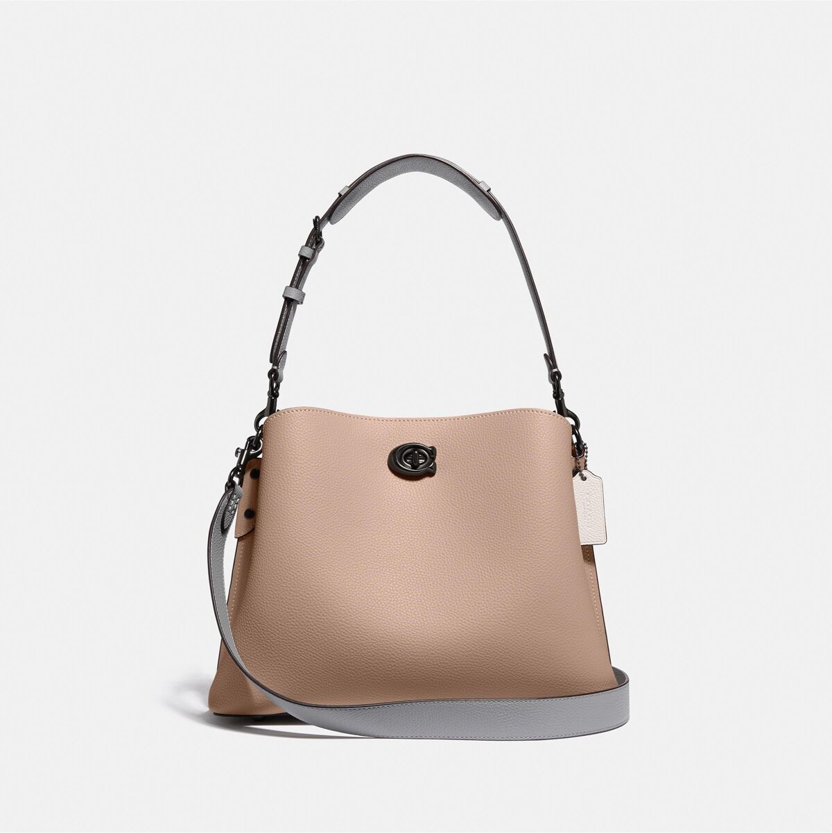 Coach Pebble Leather Willow Shoulder Bag with Convertible Straps - Taupe/Gunmetal