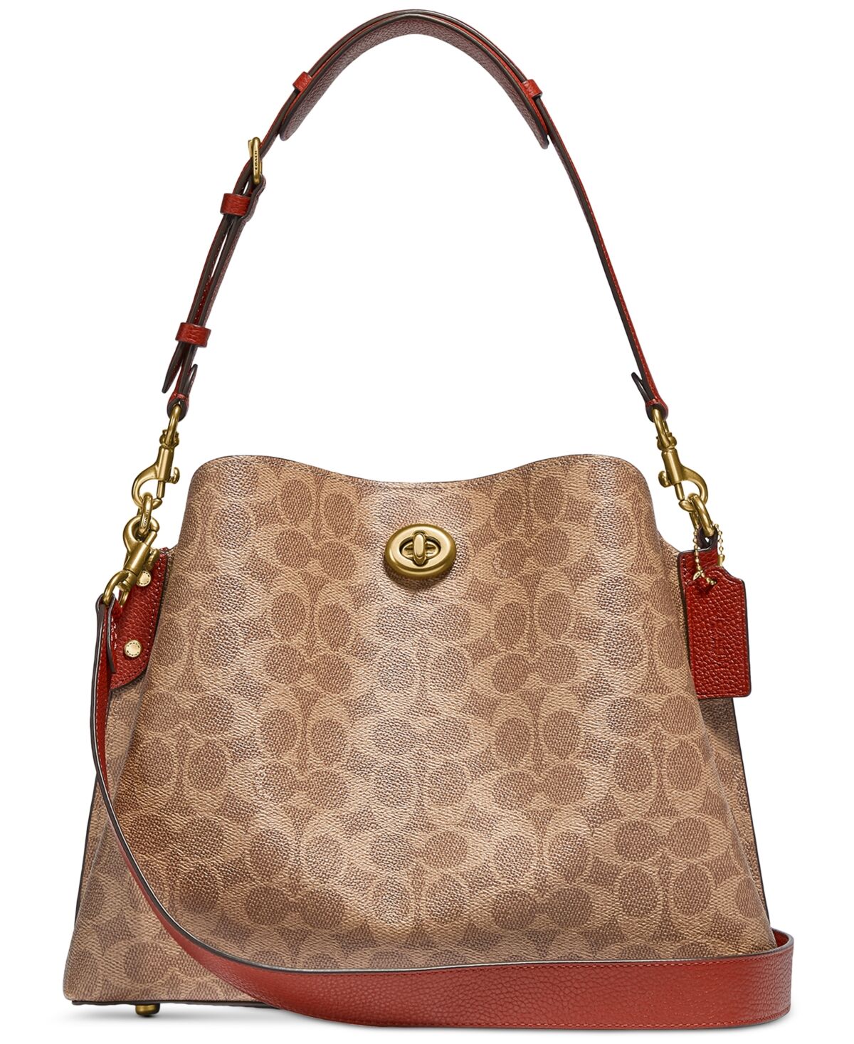 Coach Signature Coated Canvas Willow Shoulder Bag with Convertible Straps - Tan Rust