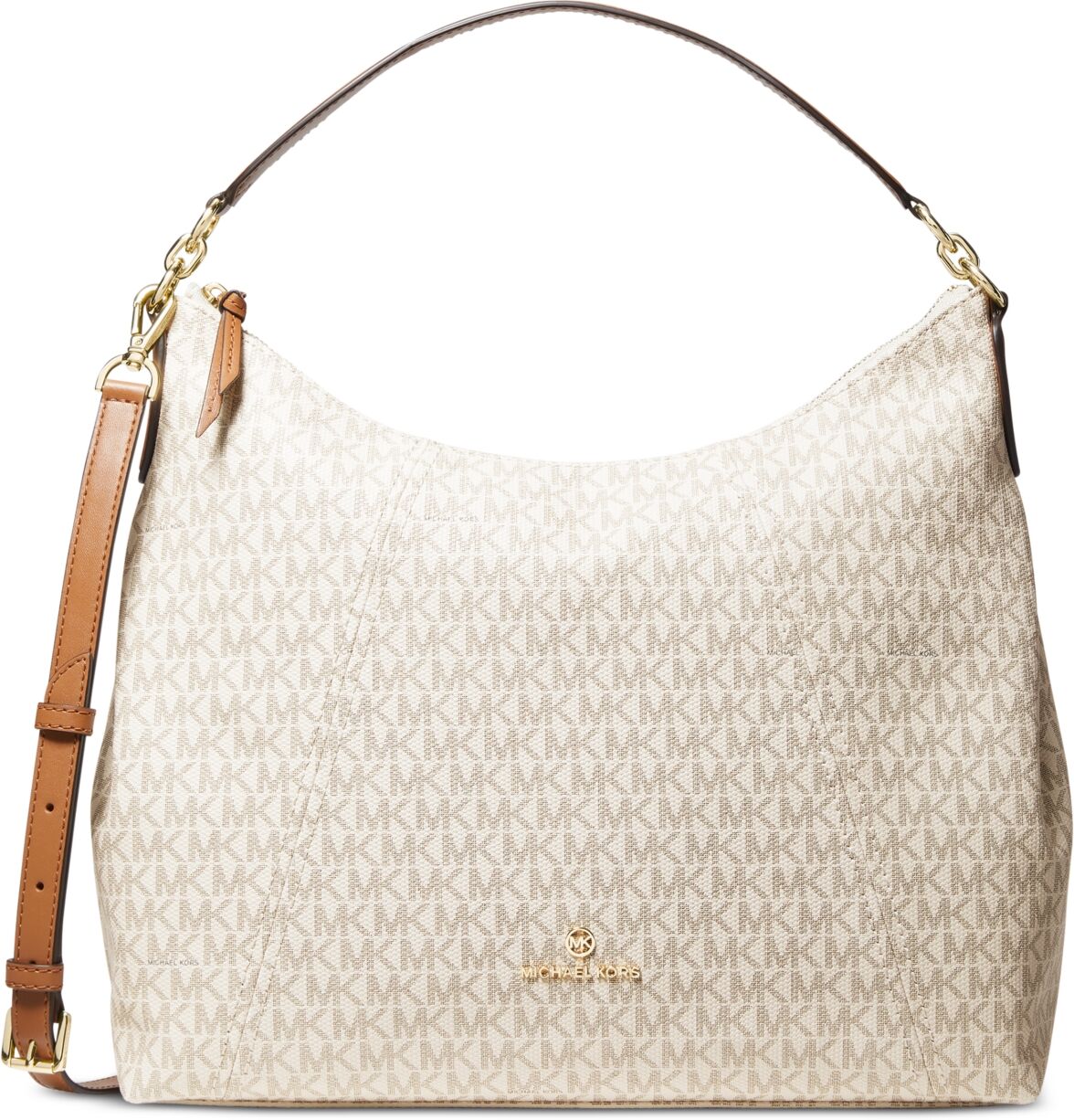 Michael Kors Michael Michael Kors Logo Sienna Large Convertible Shoulder Bag - Vanilla/Acorn