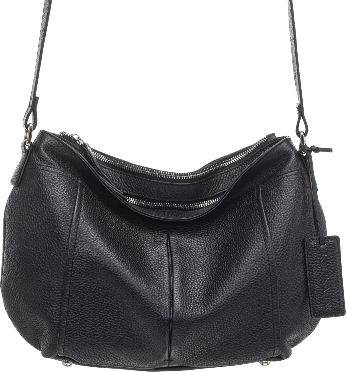 Mancini Women's Pebbled Scarlet Crossbody Hobo Bag - Black