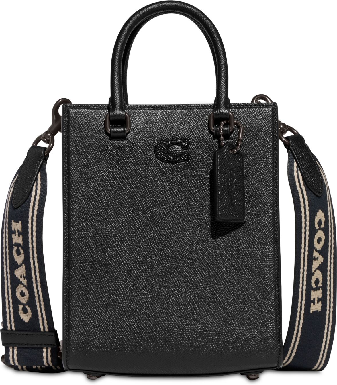 Coach Tote 16 Crossgrain Leather Crossbody Bag - Black