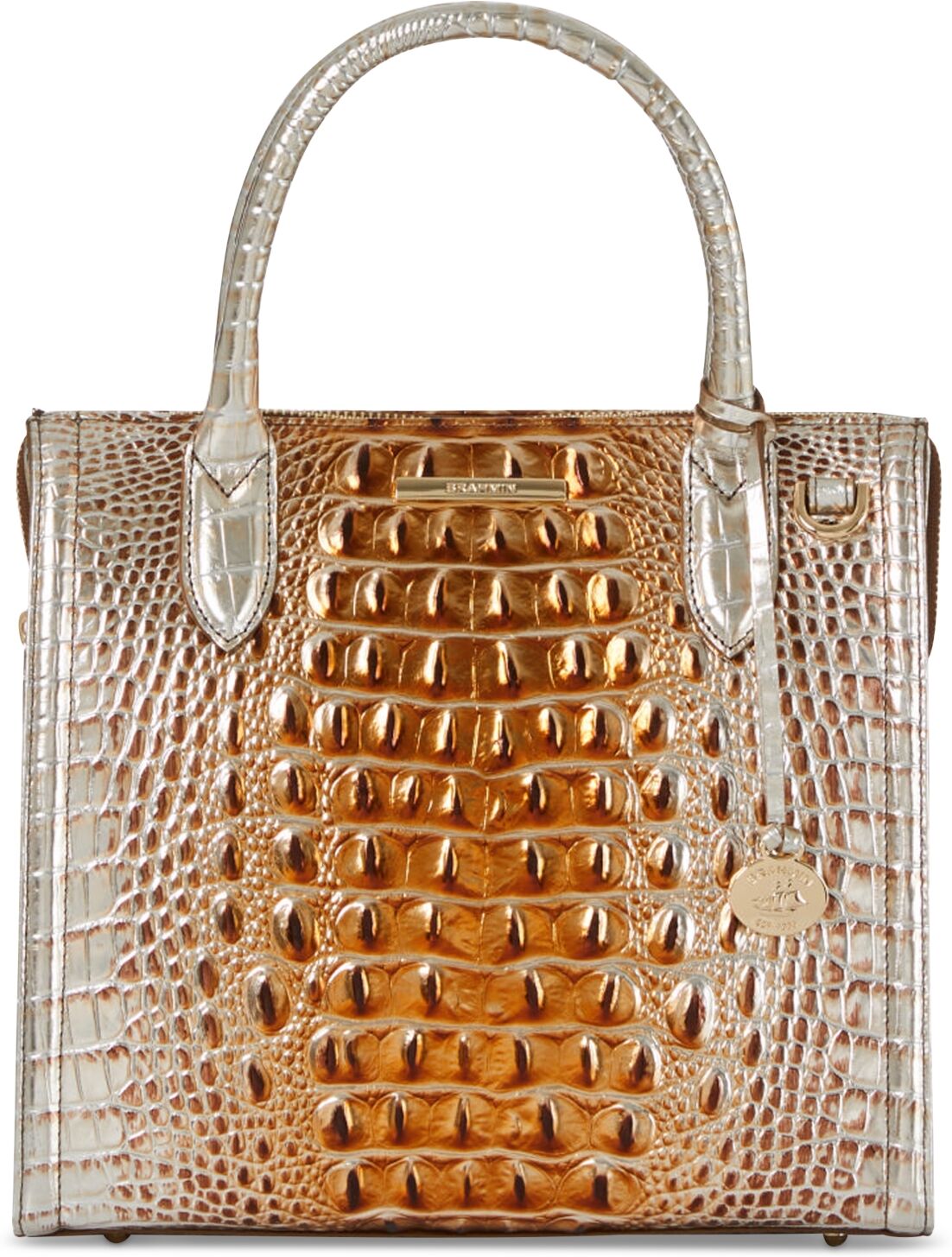 Brahmin Small Caroline Melbourne Embossed Leather Satchel - Macchiato Ombre Melbourne