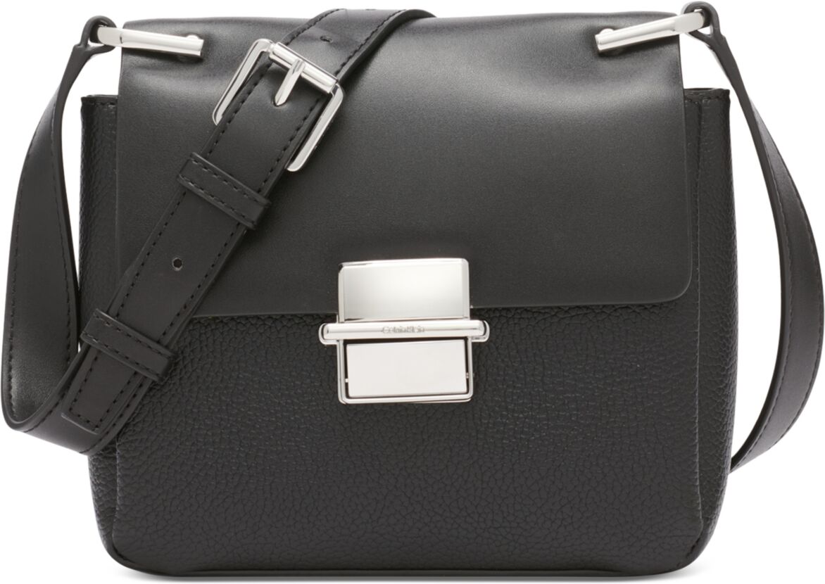 Calvin Klein Clove Push-Lock Crossbody with Adjustable Strap - Black/silver