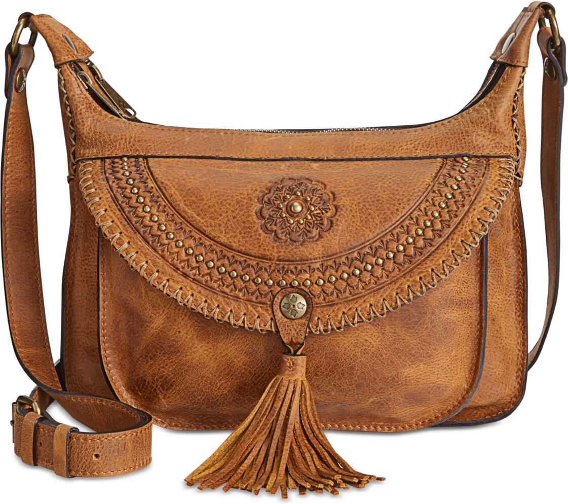 Patricia Nash Camila Leather Crossbody - Cognac/Gold