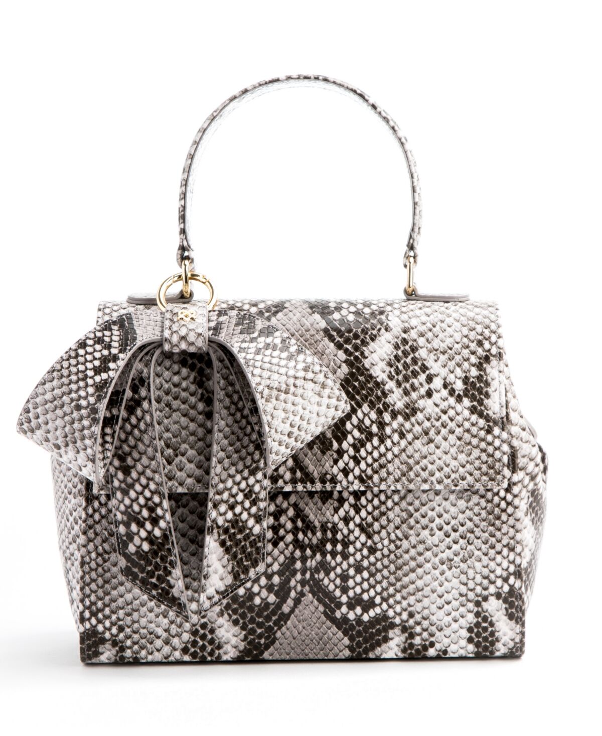 Gunas New York Cottontail Small Satchel Bag - Black White Snake