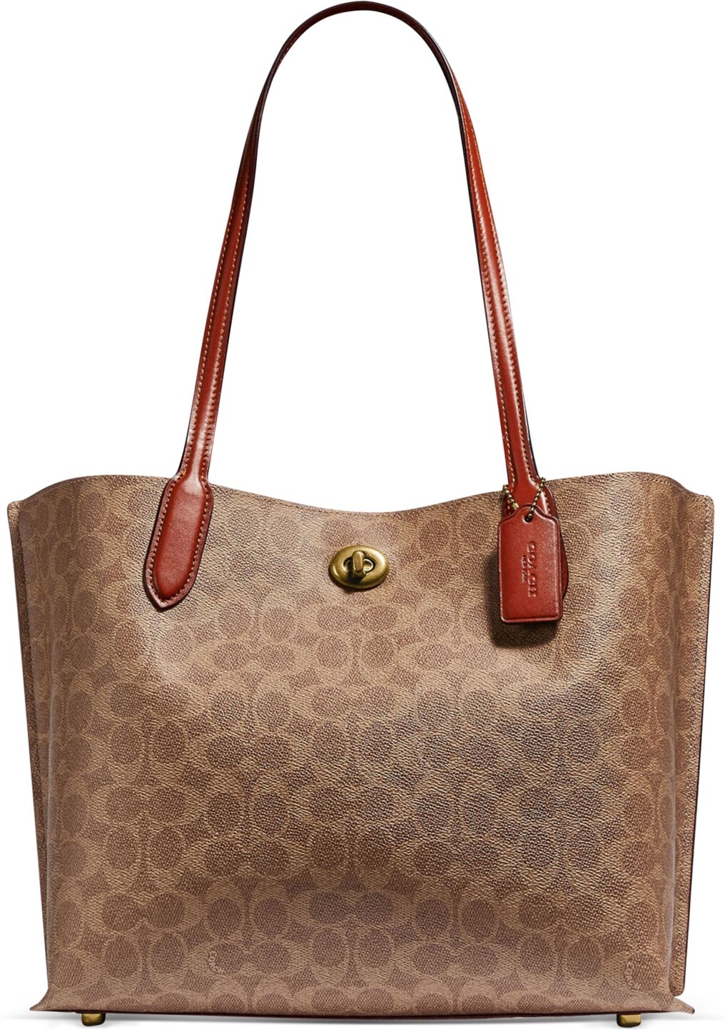 Coach Signature Coated Canvas Willow Tote with Interior Zip Pocket - Beige