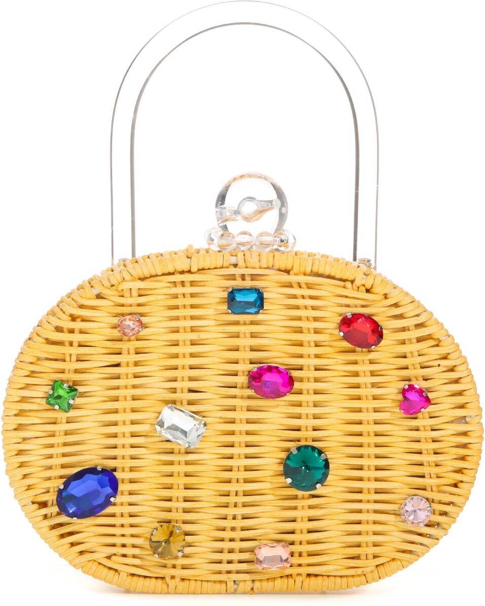 Milanblocks Women's Honey Diamond Wicker Clutch Bag - Yellow