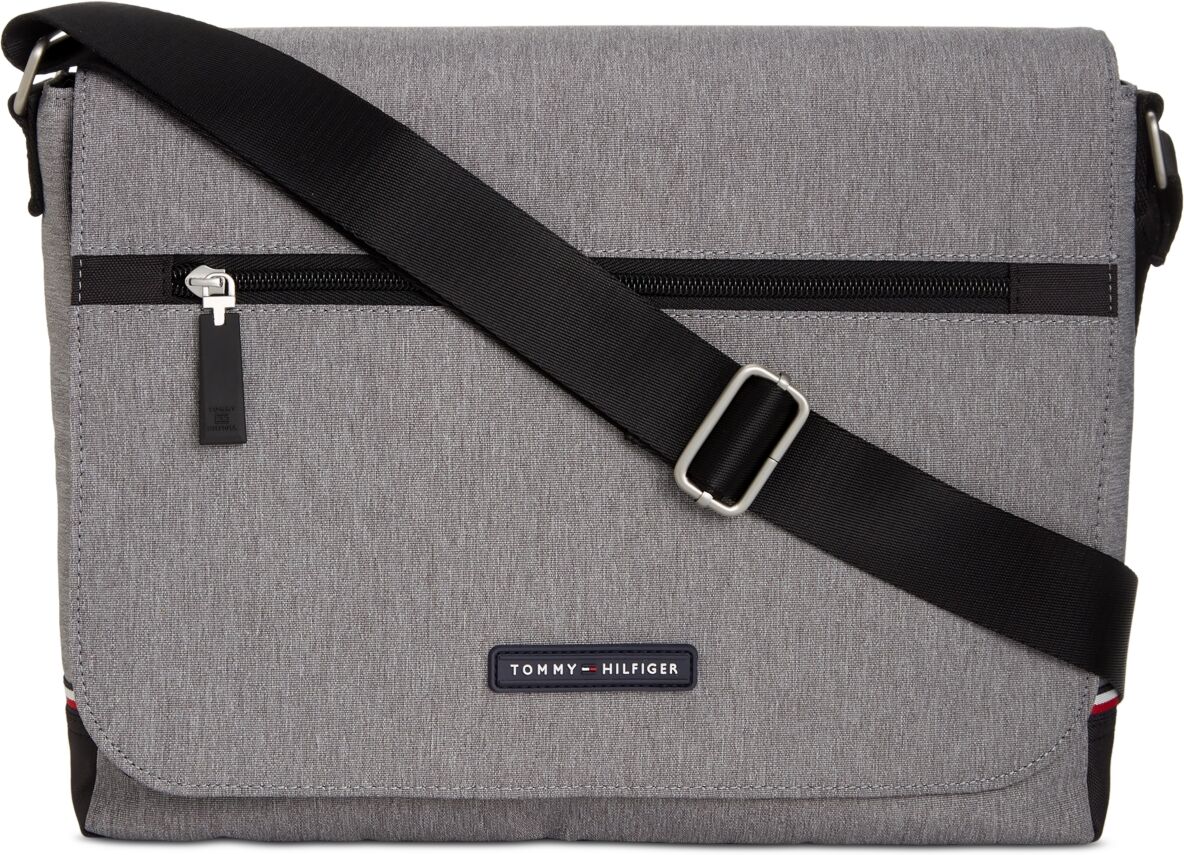 Tommy Hilfiger Men's Melange Logo Messenger Bag - Gray