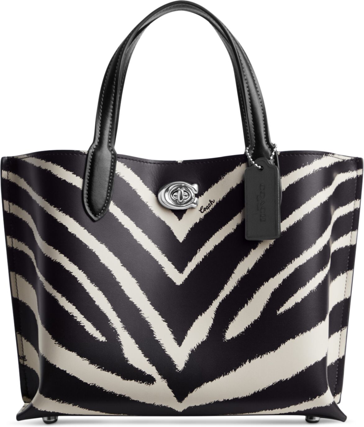 Coach Willow 24 Zebra Print Tote - Black