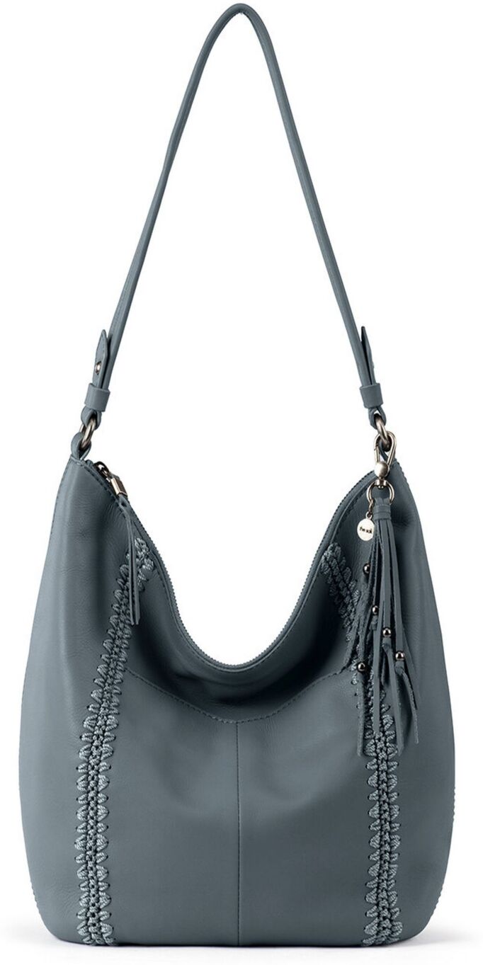 The Sak Women's Sequoia Leather Hobo - Dusty Blue Crochet