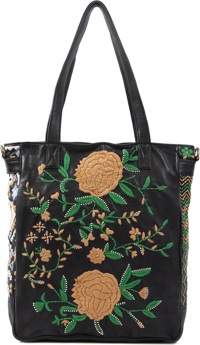 Old Trend Women's Flora Soul Hand-Embroidery Tote Bag - Black