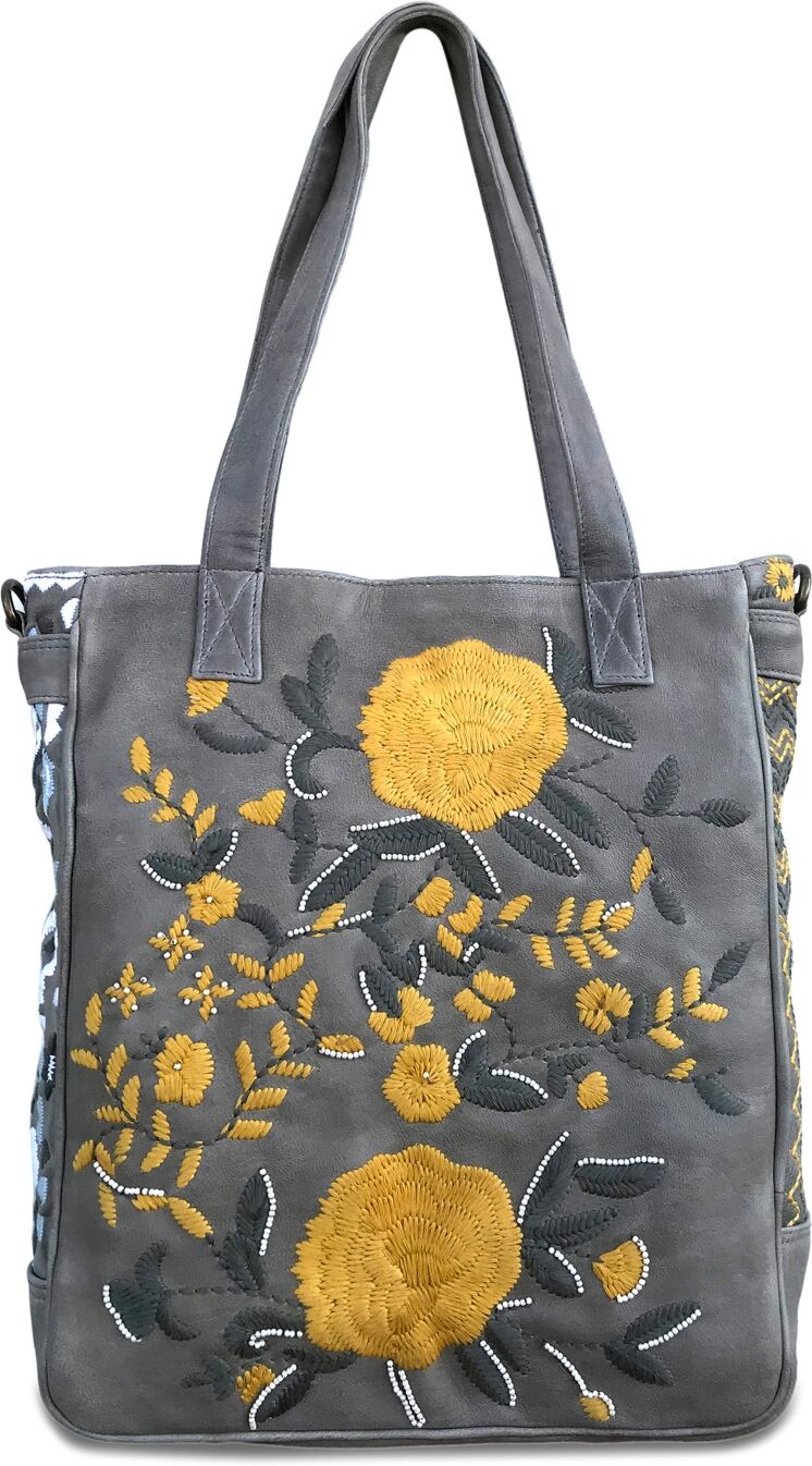 Old Trend Women's Flora Soul Hand-Embroidery Tote Bag - Gray