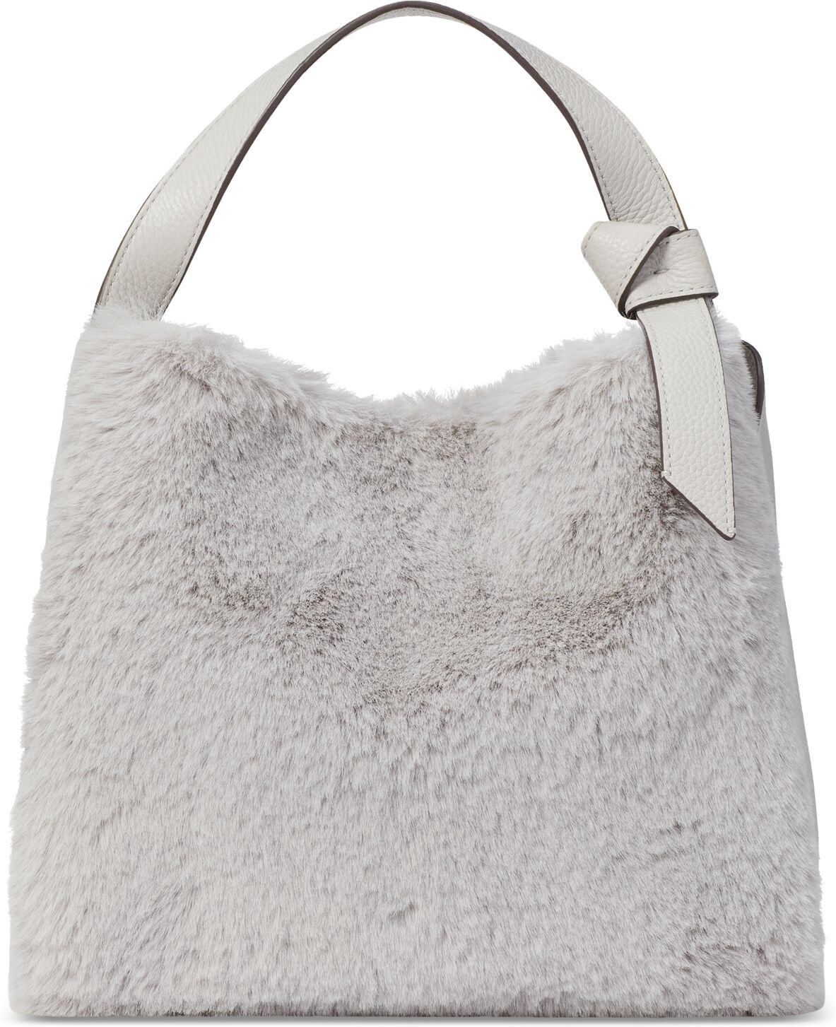 kate spade new york Knott Faux Fur Small Crossbody Tote - Platinum Gray