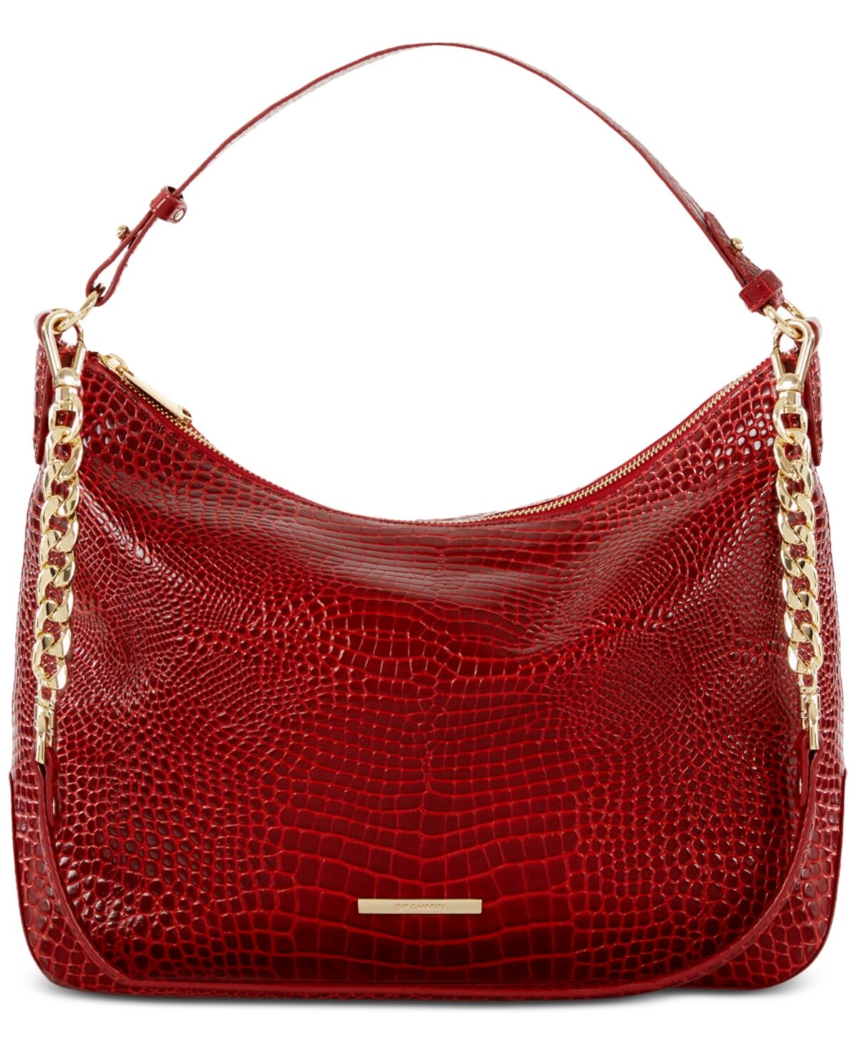 Brahmin Heather Glissandro Embossed Leather Shoulder Bag - Red
