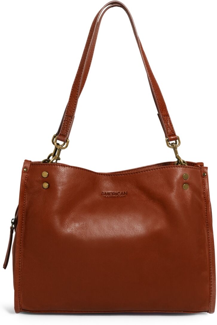 American Leather Co. Women's Lenox Triple Entry Satchel Handbag - Brandy Smooth