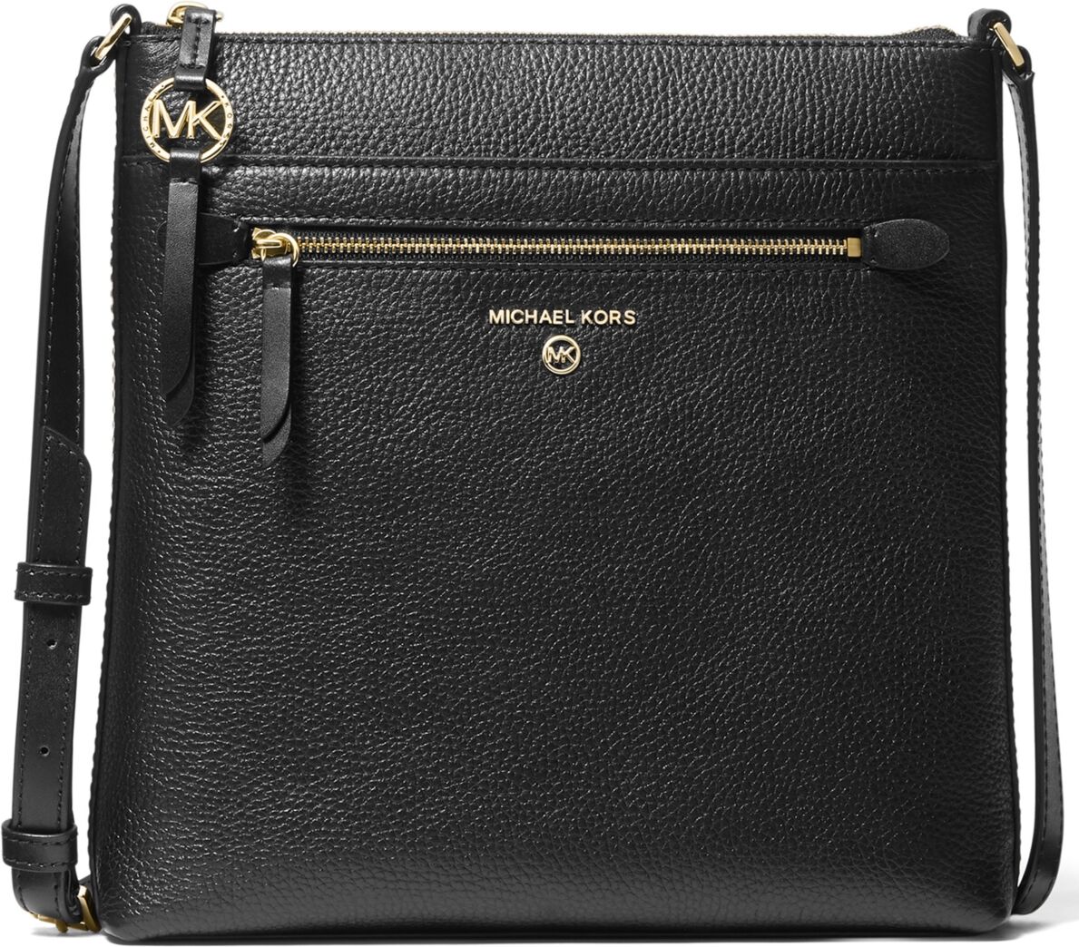 Michael Kors Jet Set Charm Large North South Flat Crossbody - Black/Gold