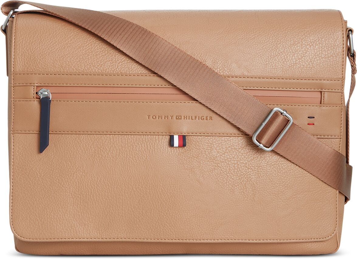 Tommy Hilfiger Men's Pebble Zip-Front Messenger Bag - Basket Brown