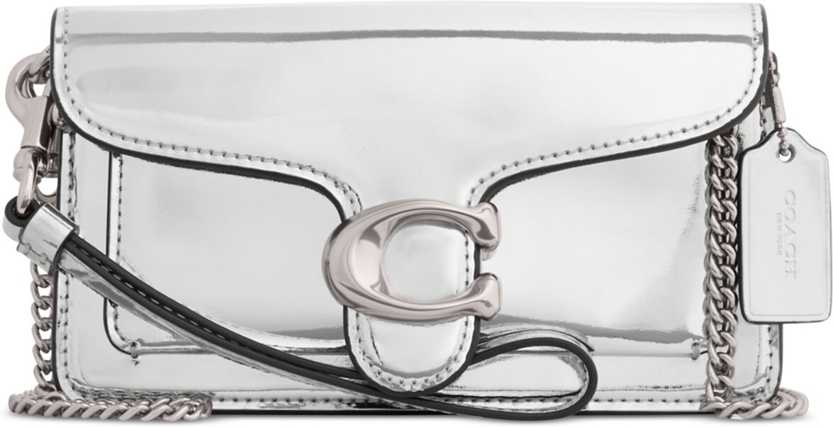 Coach Tabby Metallic Leather Crossbody Wristlet - Silver