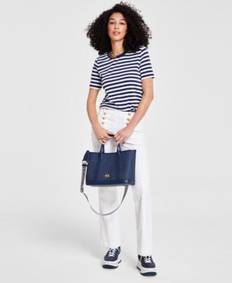 Michael Kors Michael Michael Kors Womens Striped T Shirt Flared Jean Sneakers Handbag