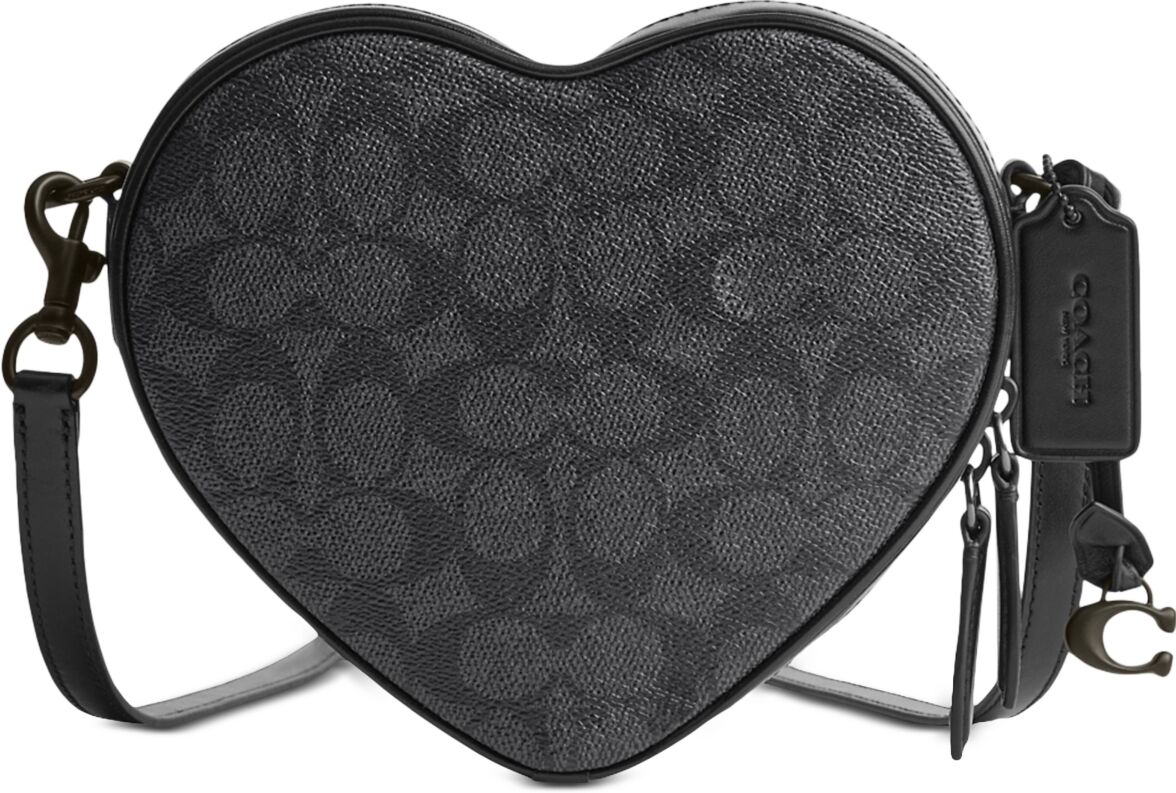 Coach Coated Canvas Signature Heart Crossbody - Black