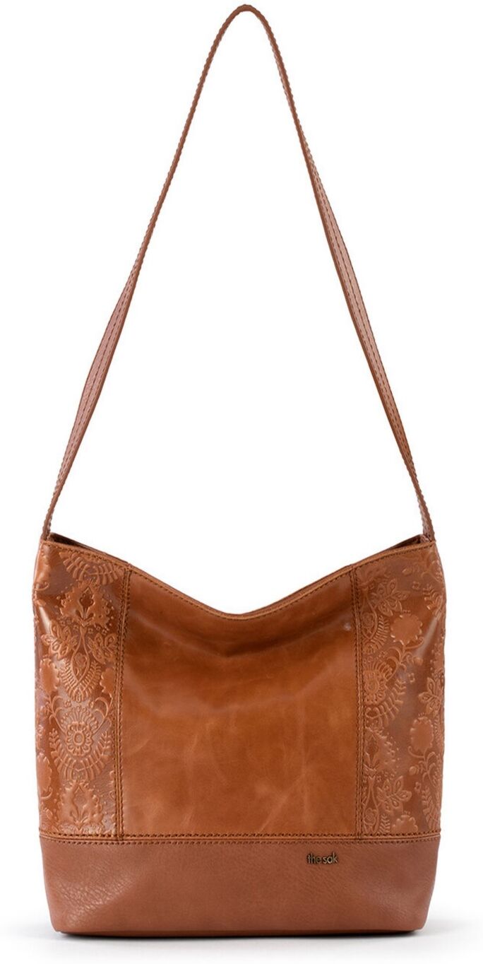 The Sak Women's De Young Medium Leather Hobo - Tobacco Floral Embossed