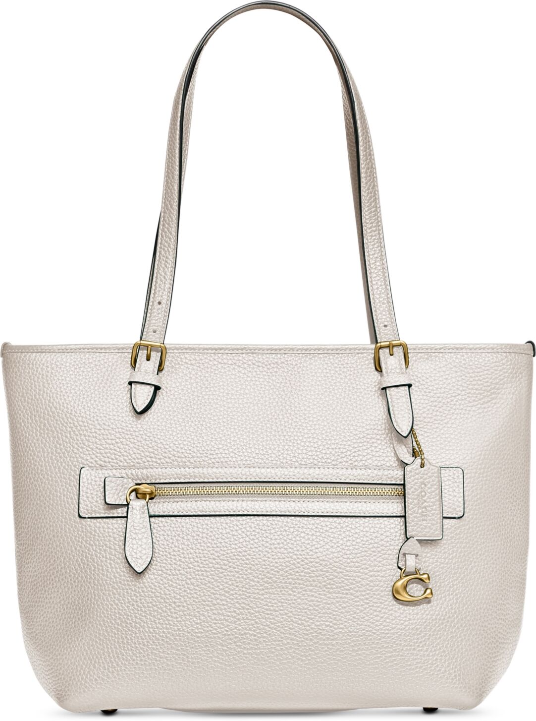 Coach Polished Pebble Leather Taylor Tote with C Dangle Charm - Chalk