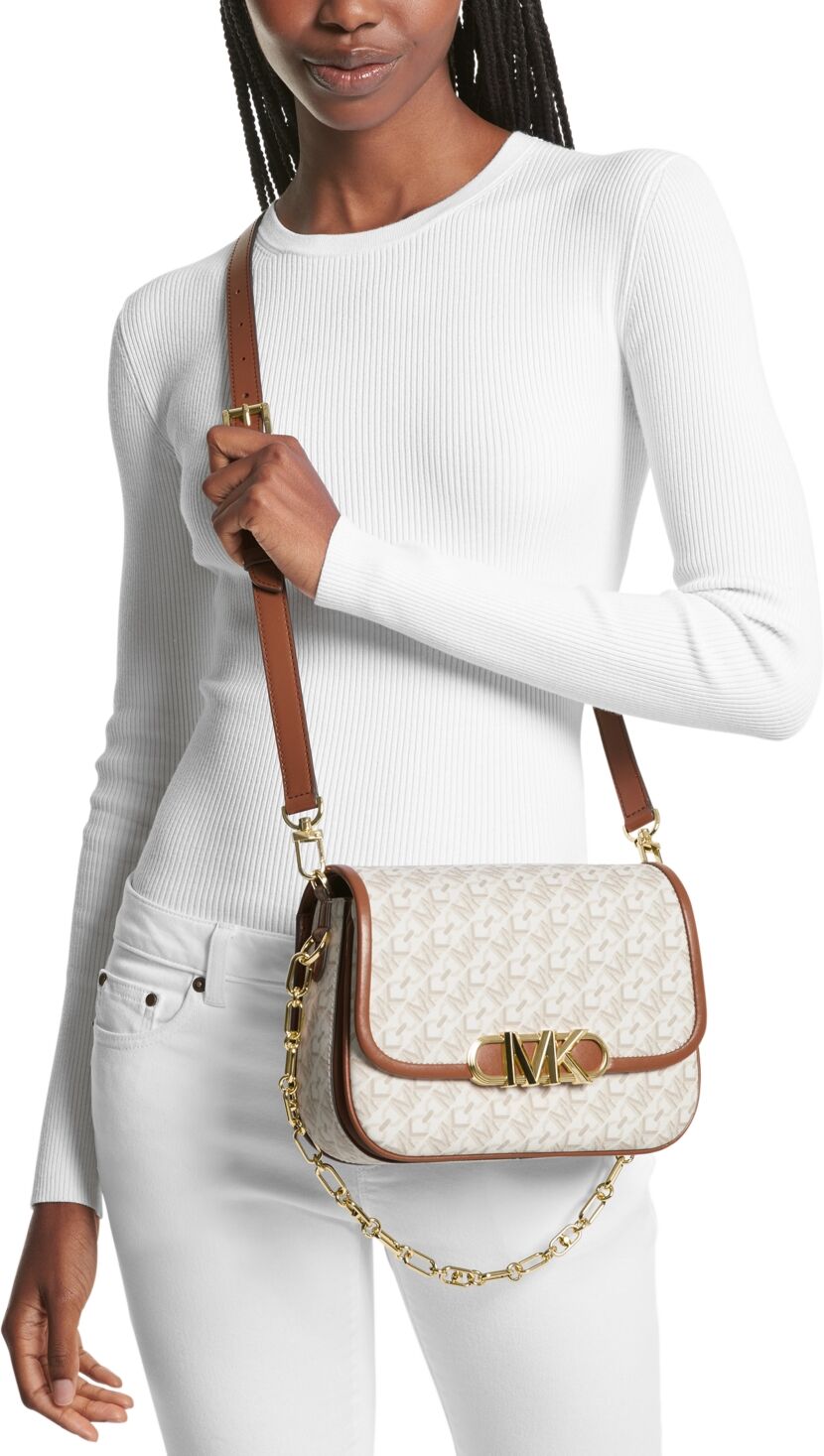 Michael Kors Michael Michael Kors Parker Small Monogram Crossbody - Vanilla/luggage