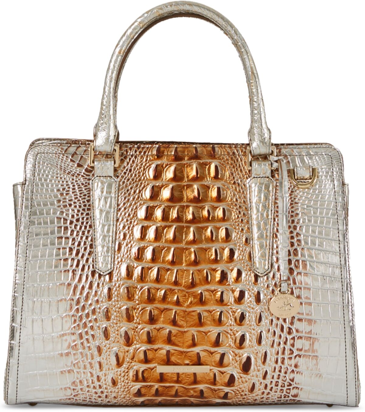 Brahmin Small Finley Ombre Melbourne Embossed Leather Satchel - Macchiato Ombre Melbourne