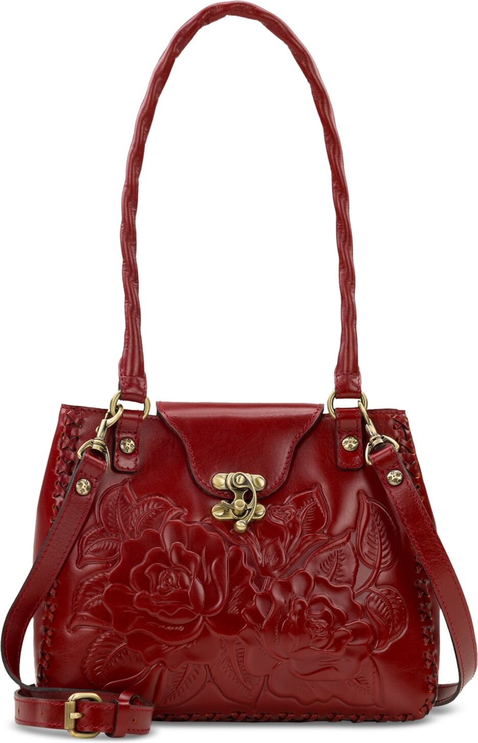 Patricia Nash Rosalia Small Leather Shoulder Bag - RUBY RED