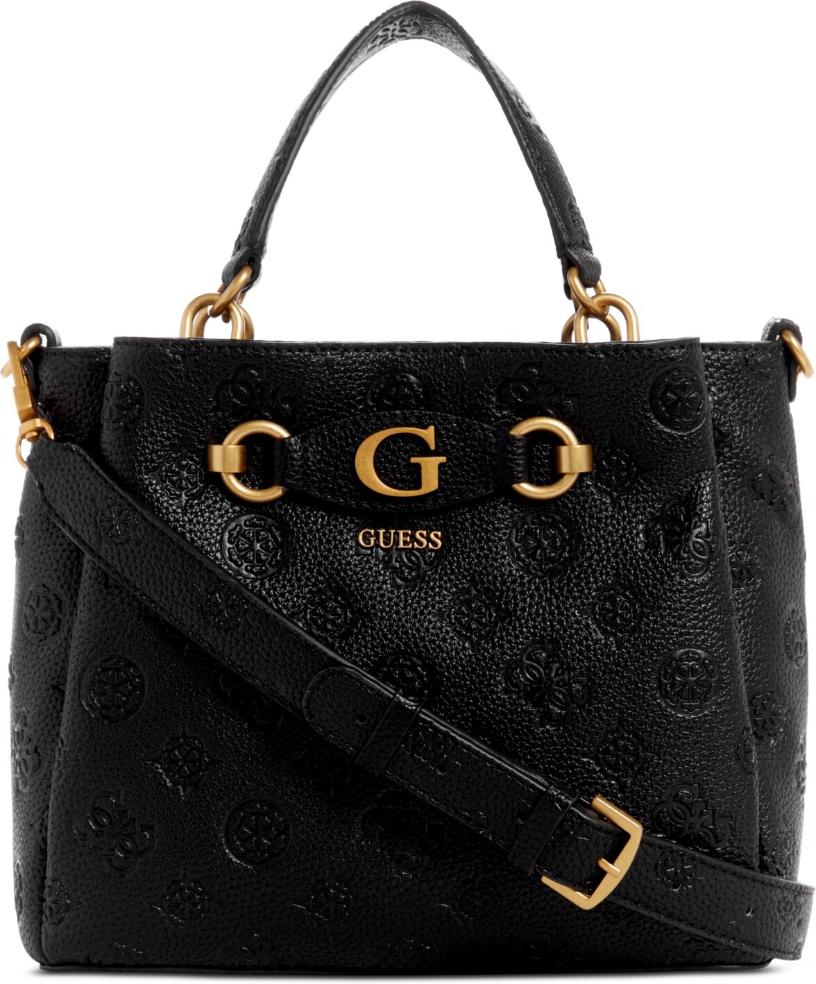 Guess Izzy Peony Small Girlfriend Satchel - Black Logo