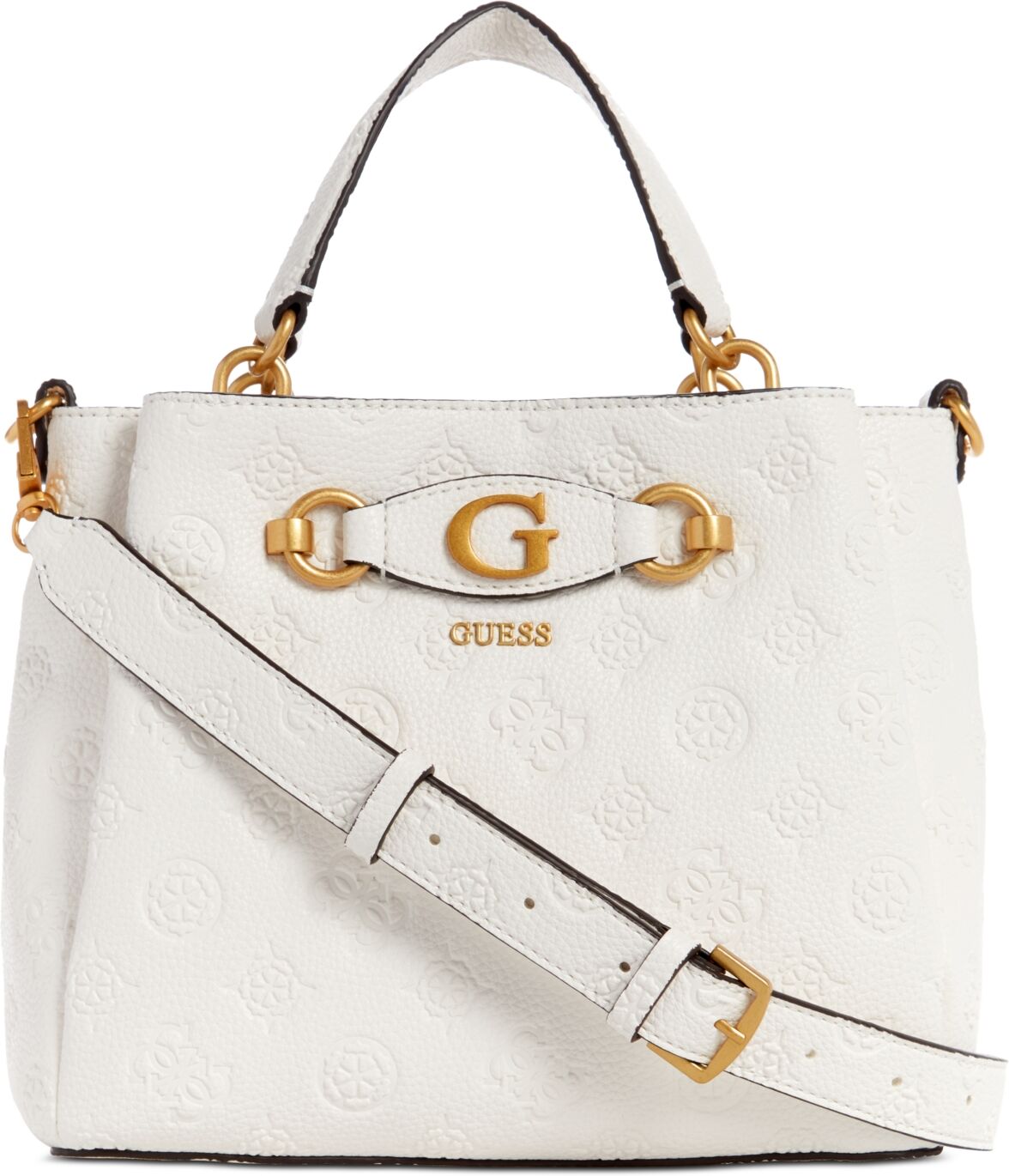 Guess Izzy Peony Small Girlfriend Satchel - Stone Logo