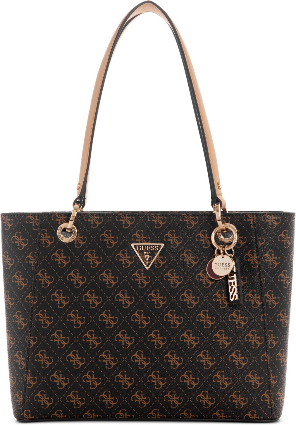 Guess Noelle 4-g Logo Basique Double Compartment Tote - Brown Logo