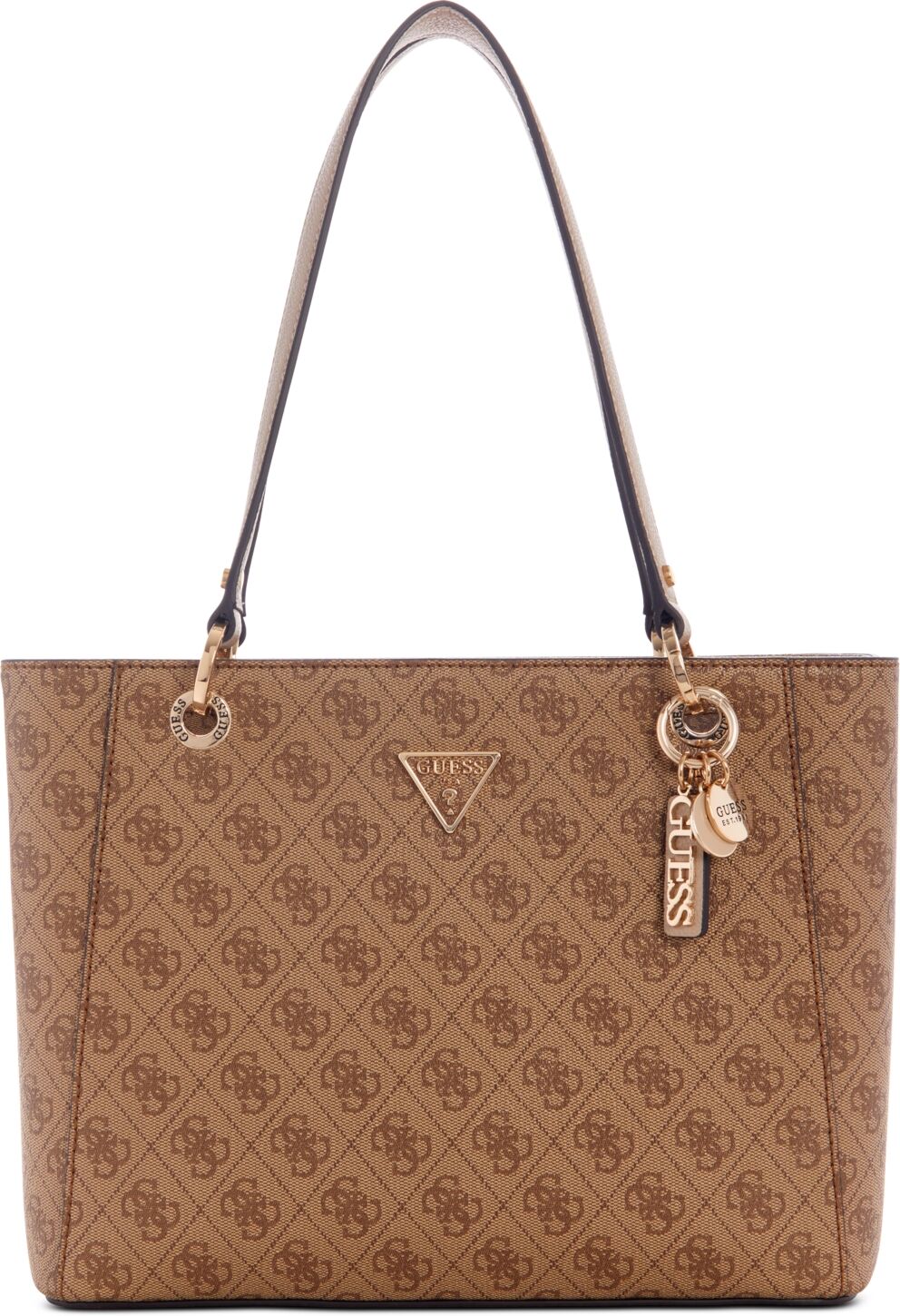 Guess Noelle 4-g Logo Basique Double Compartment Tote - Latte Logo