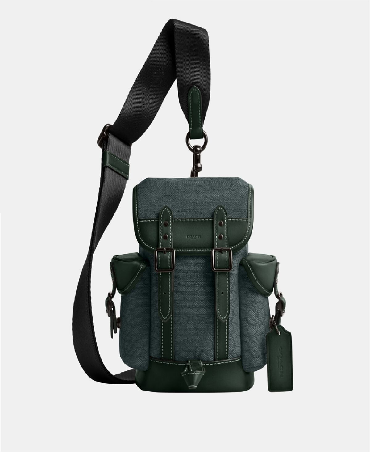 Coach Men's Leather Hitch Backpack 13 in Micro Signature Jacquard - Amazon Green