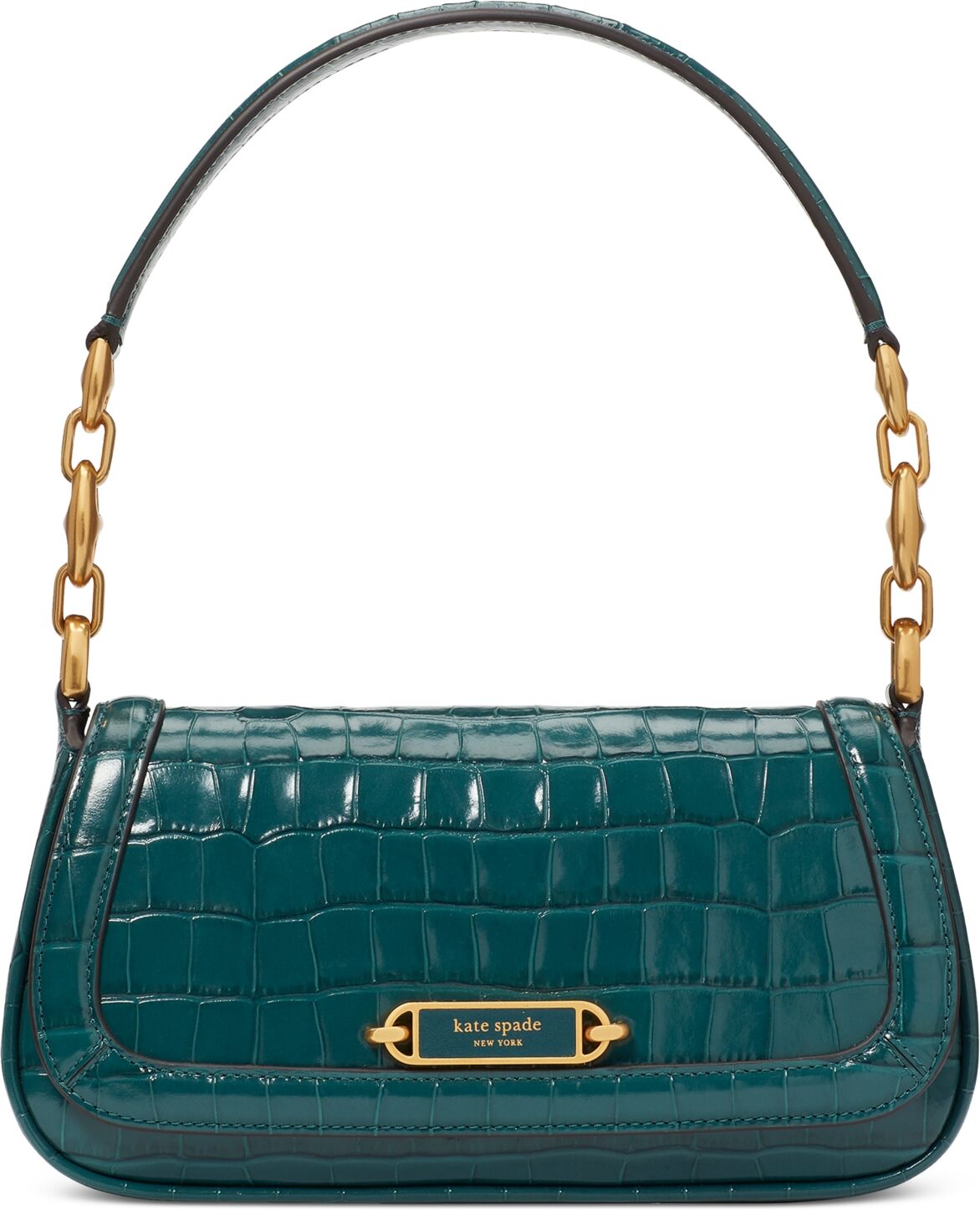 kate spade new york Gramercy Croc-Embossed Leather Flap Shoulder Bag - Artesian Green