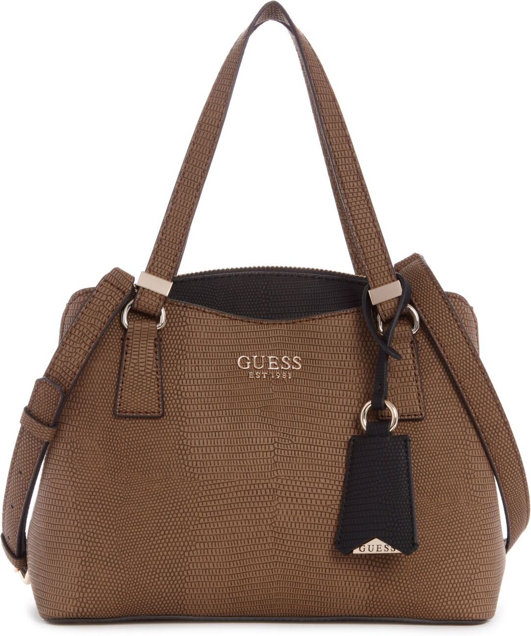 Guess Lyndi Small Triple Compartment Girlfriend Satchel - Chestnut Multi