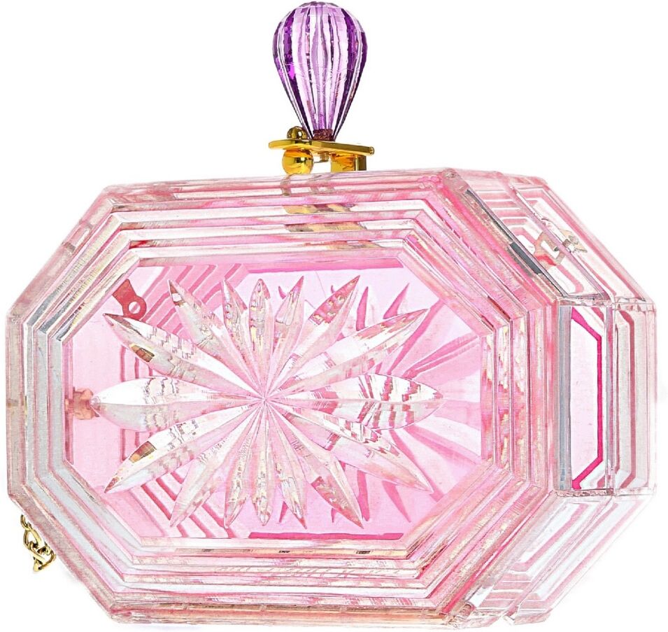 Milanblocks Women's Perfume Bottle Clear Flower Cut Acrylic Clutch - Pink