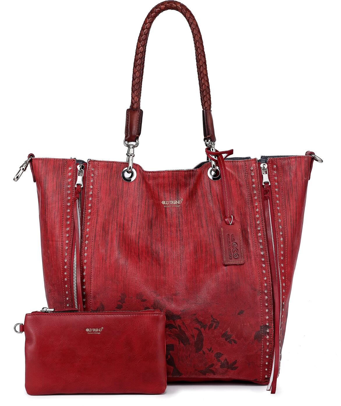 Old Trend Women's Barracuda Hand Painted Clasp Closure Tote Bag - Red