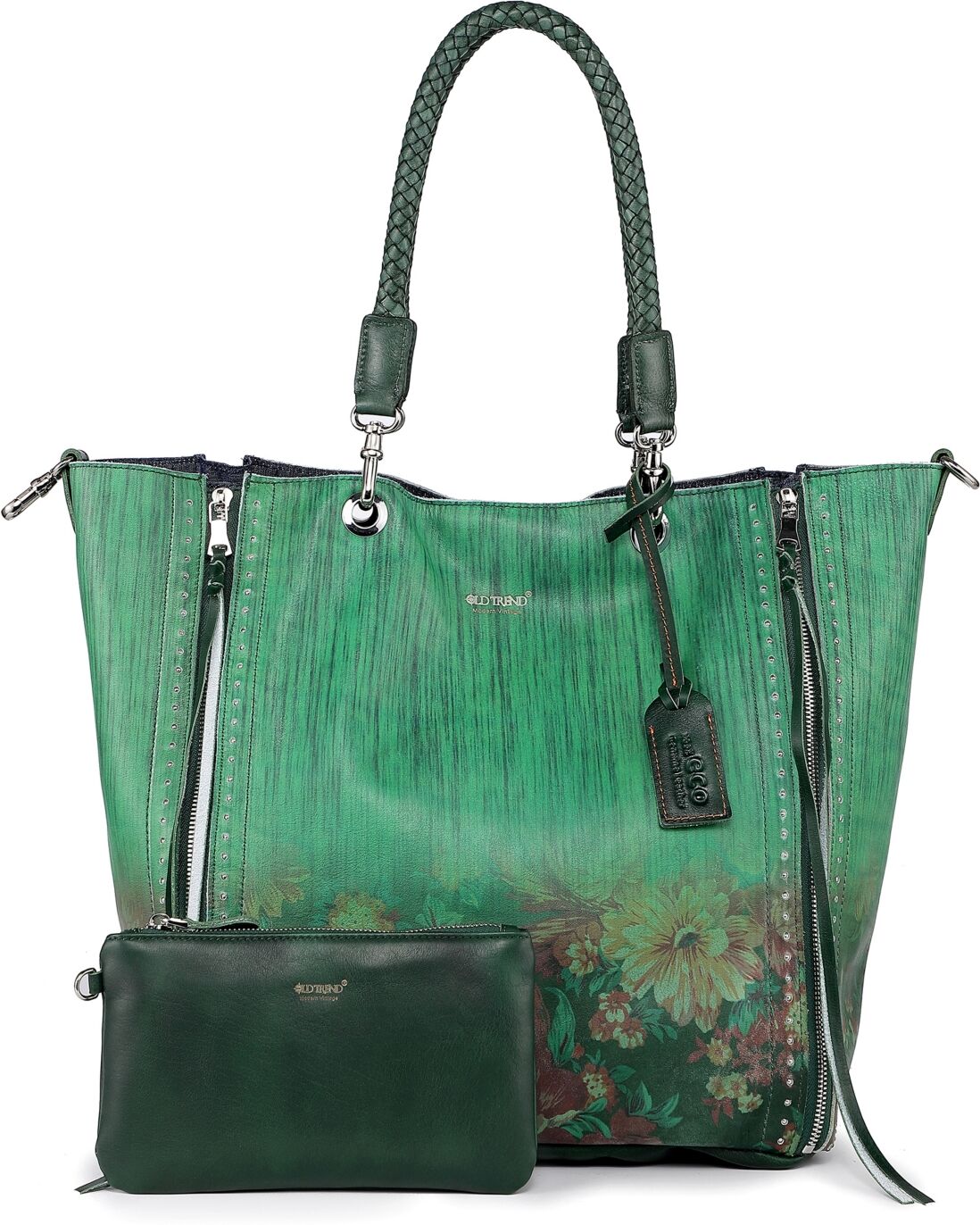 Old Trend Women's Barracuda Hand Painted Clasp Closure Tote Bag - Kale