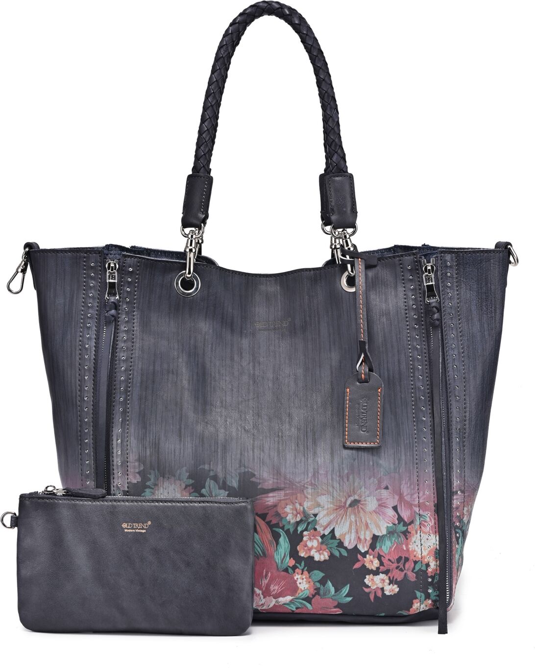 Old Trend Women's Barracuda Hand Painted Clasp Closure Tote Bag - Slate