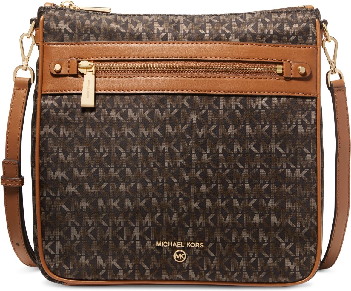 Michael Kors Michael Michael Kors Logo Jet Set Charm Small North South Crossbody - Brown/Acorn