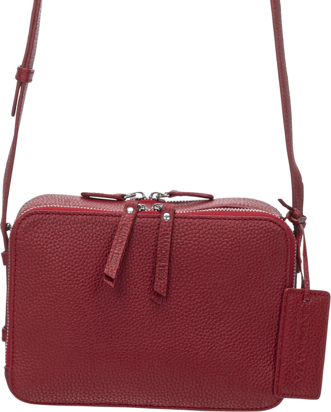 Mancini Women's Pebbled Rachel Camera Style Crossbody Handbag - Red