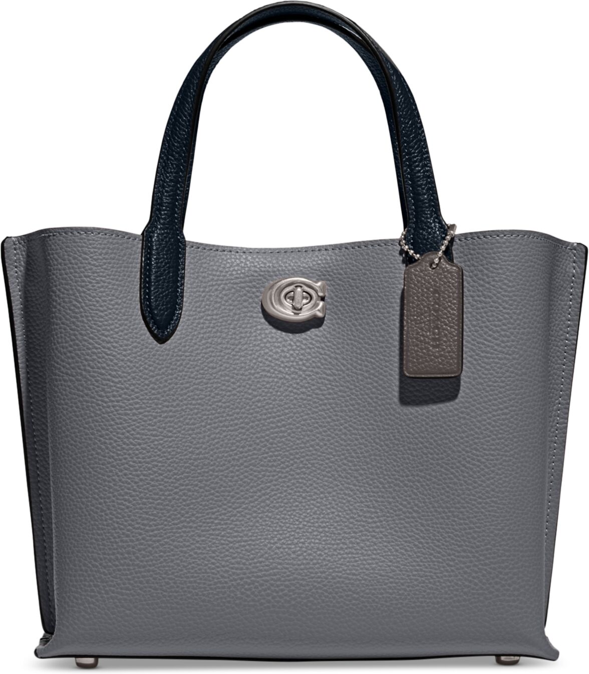 Coach Polished Pebble Leather Willow Tote 24 with Convertible Straps - Grey Blue