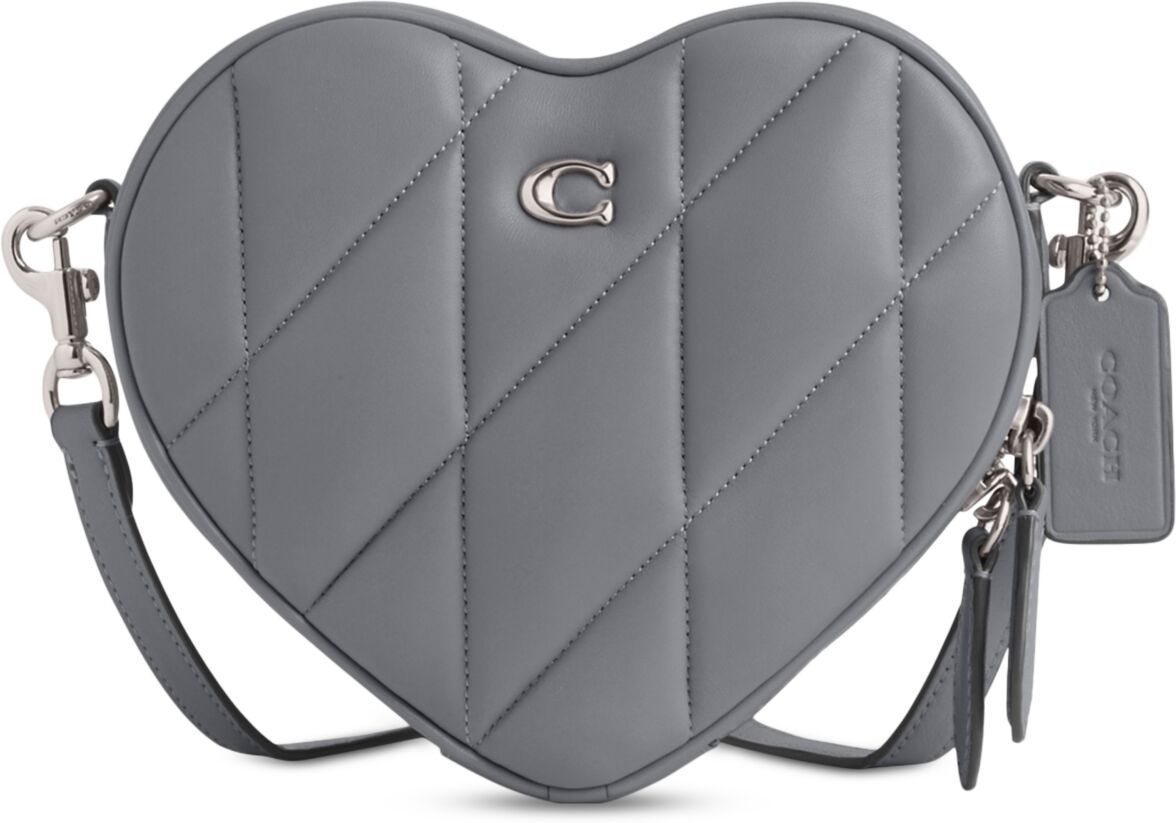 Coach Quilted Leather Heart Crossbody - Gray